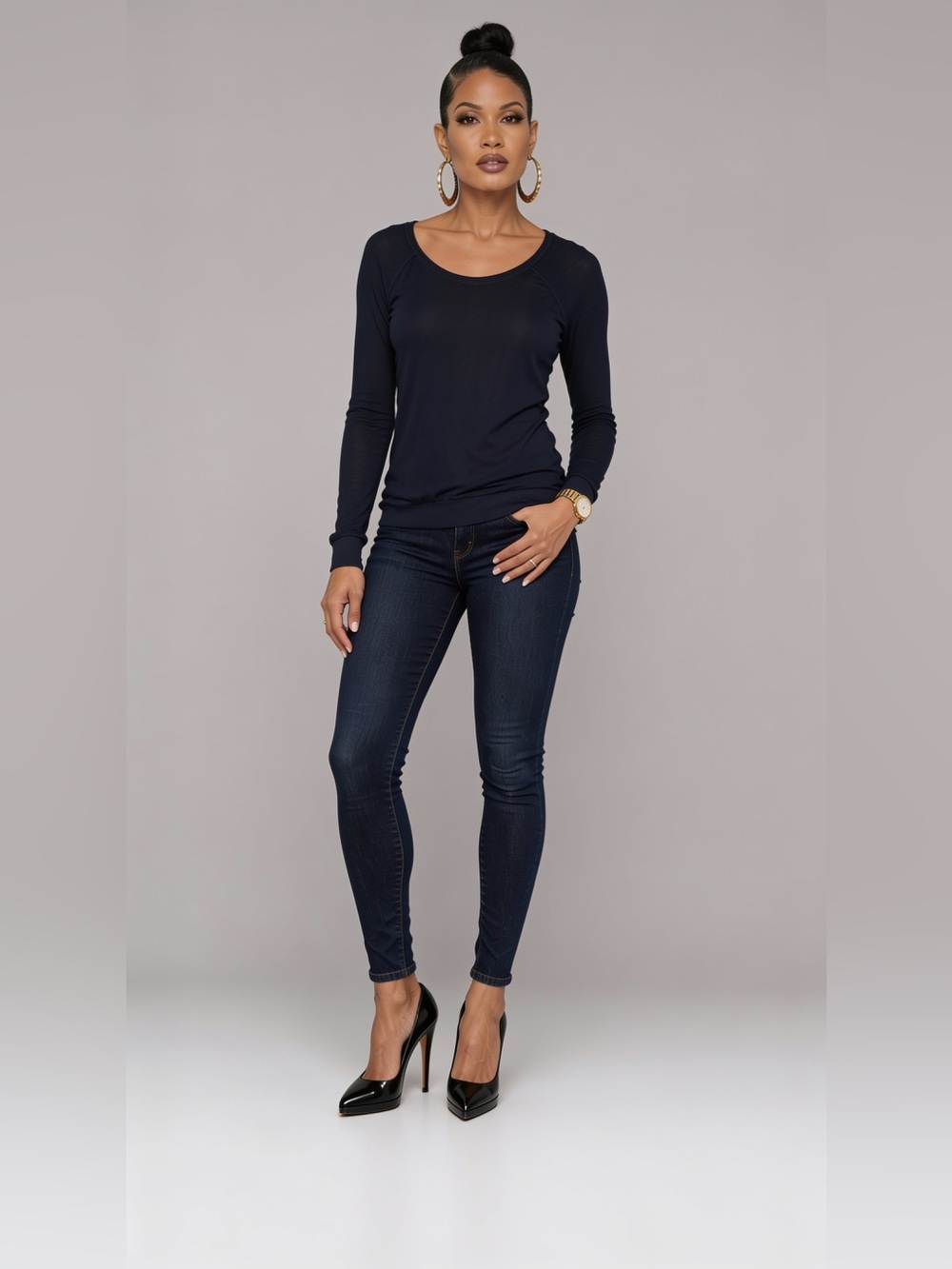 Rue21 Black Long Sleeve Women's Tee